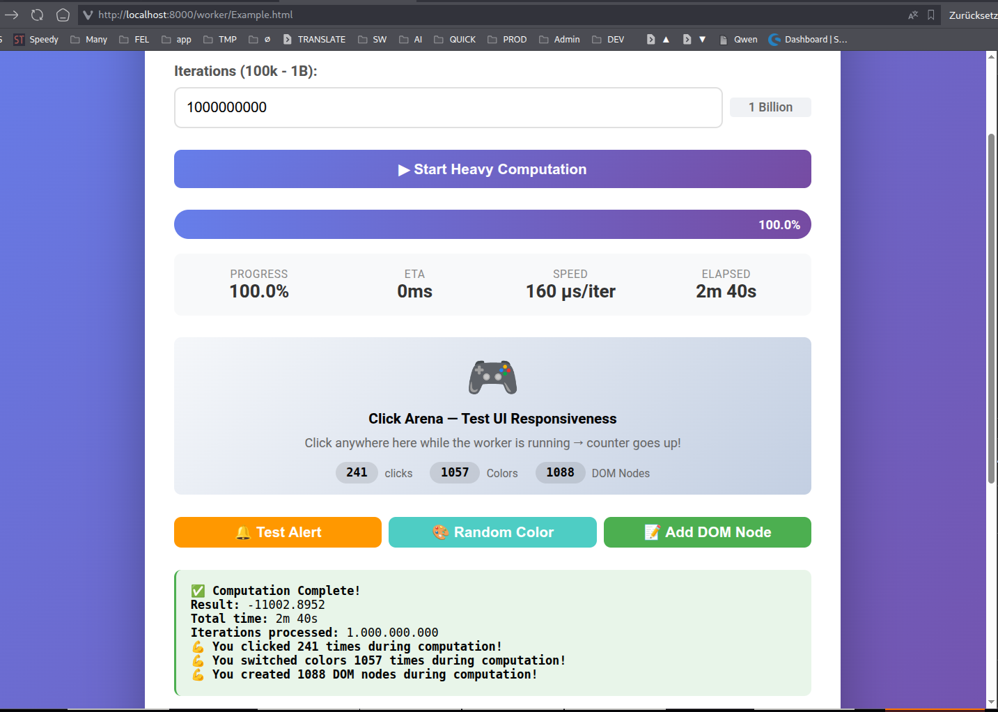 YaiWorker 1 Billion Iterations Benchmark